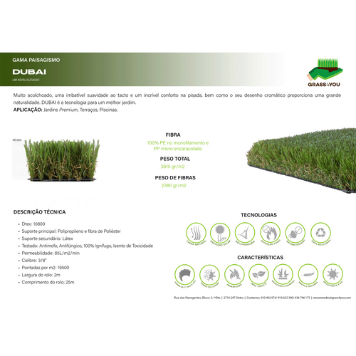 Relva Artificial Dubai 45mm_Eurocesped_Grass4you
