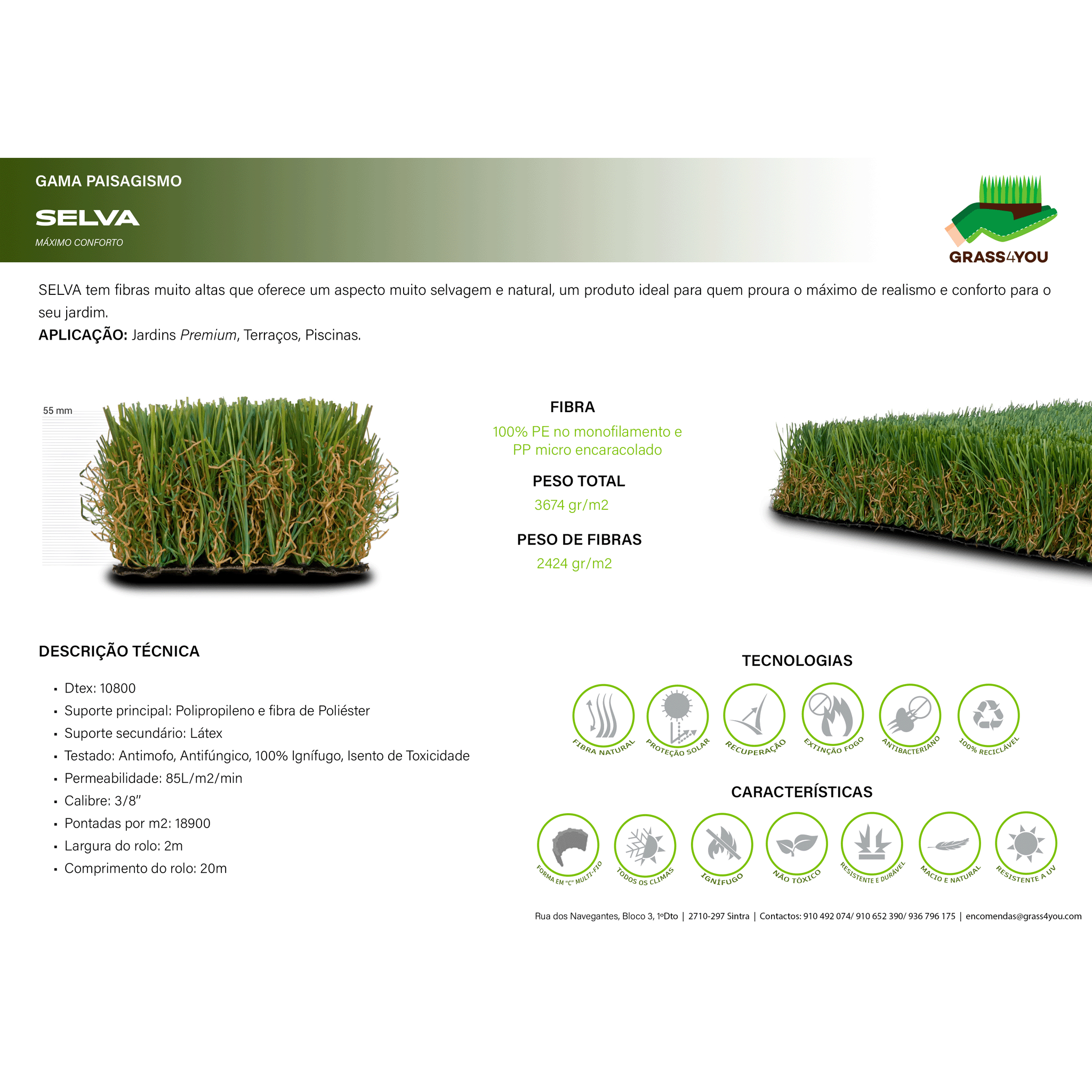Relva Artificial Selva 55mm_Eurocesped_Grass4you